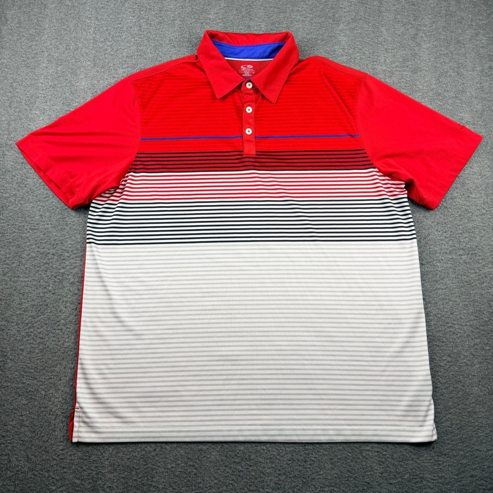 C9 by Champion Golf Polo Mens XL Red Blue White Striped Performance Short Sleeve